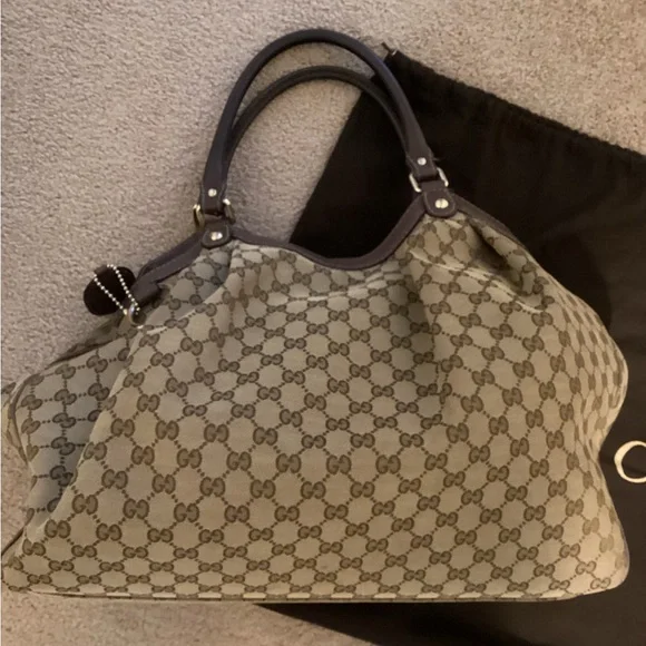 Vintage Authentic Larger GUCCI SUKEY Bag with lavender / purple trim RARE - Picture 8 of 16